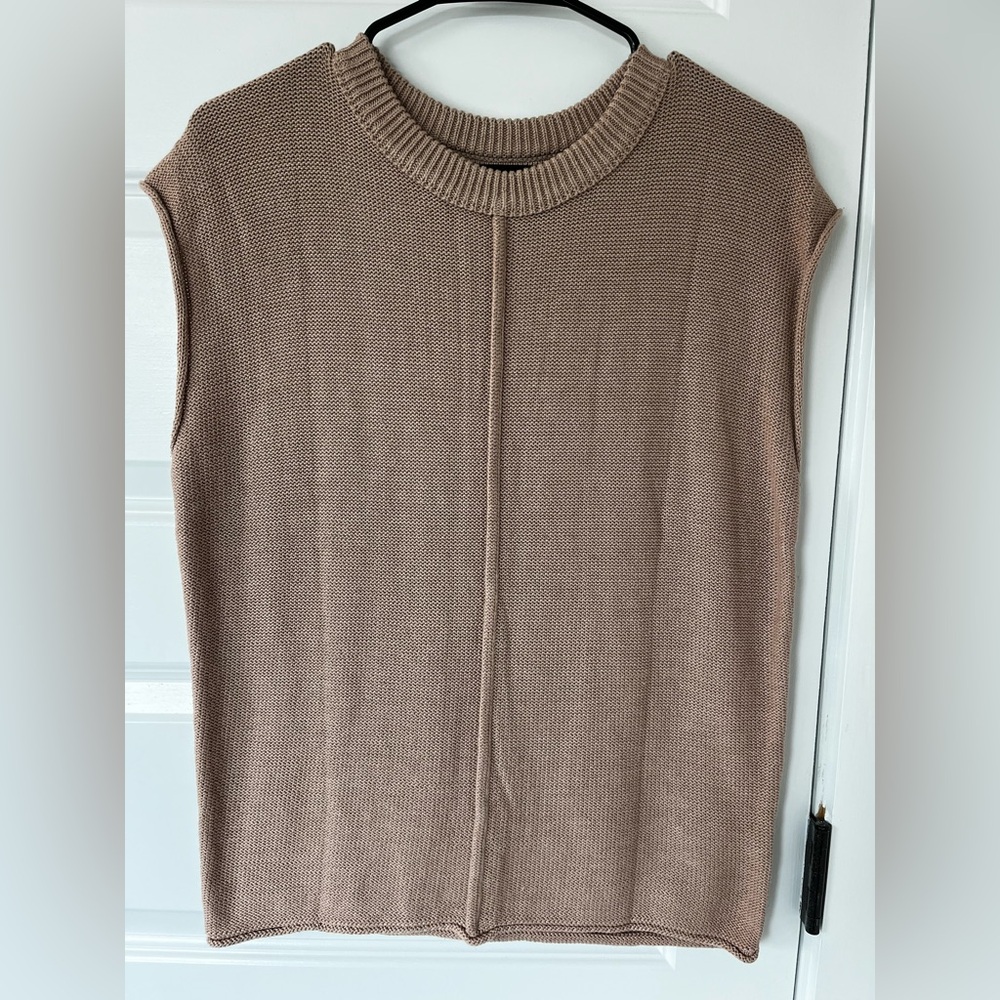 Sleeveless Tan Knit Sweater